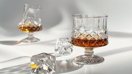 brandy glass crystal white background