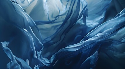 Floating blue fabric. Abstract background. - obrazy, fototapety, plakaty