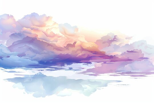 Dreamy pastel sky with ethereal altostratus clouds on a transparent white background, adding a touch of fantasy