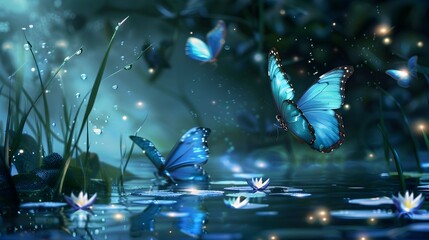 Fairy Butterflies On Water