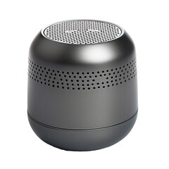 Grey wireless portable speaker on transparent background, png	