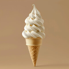 Ice cream cone vanilla on beige background