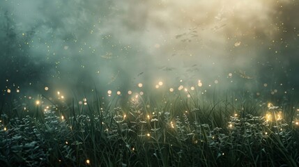 A field of grass with a lot of light shining on it - obrazy, fototapety, plakaty