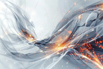 A blurry image of a white and orange swirl with a lot of sparks. The image has a dreamy, ethereal quality to it, with the orange