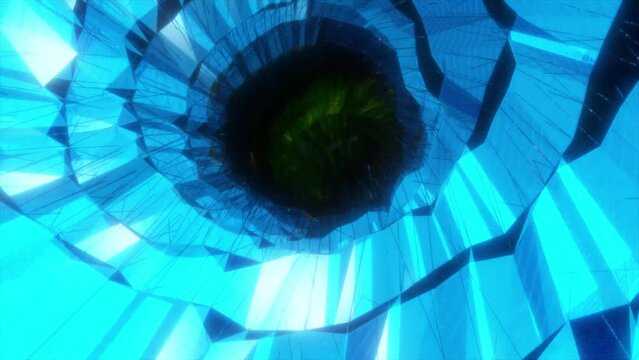 This is an animation of a blue tunnel with music track and audio Wabe.