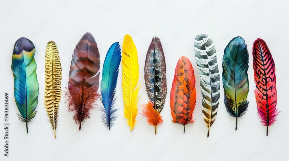 Aufkleber feathers with a bohemian vibe adding a touch of whimsy to a white background