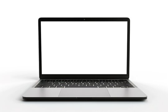 Mockup Laptop with a blank white screen on a white background.