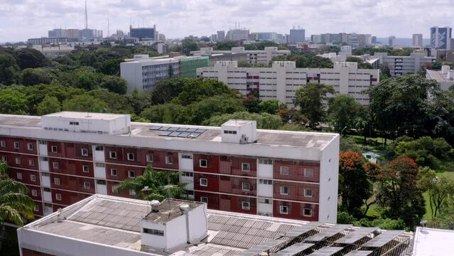Pull Back Aerial Over Rooftops at Asa Sul, Brasilia, Brazil