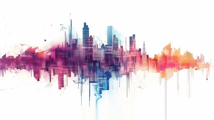 Futuristic abstract cityscape map illustration capturing the energy and vibrancy of urban life with minimalist aesthetics on white