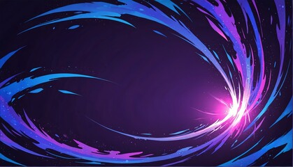Obraz premium abstract blue to purple gradient spiral flame burning sparks effects anime cartoon style background from Generative AI