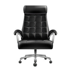 Elegant black office chair for top executives on transparent background, png	