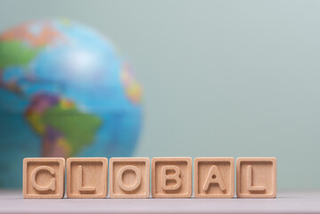 Global Concept with Wooden Blocks and Globe