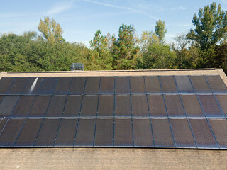 Landscape of solar panels on a roof in CSRA Grovetown Augusta Georgia