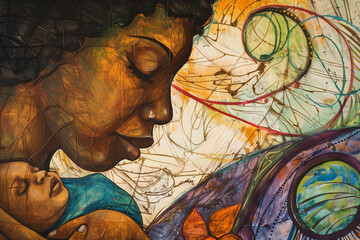 Artistic Interpretation of Mother and Child by a Skilled Doula