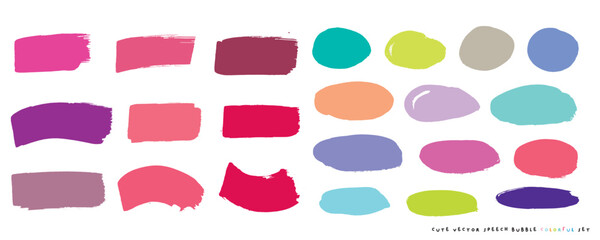 Cute vector speech bubble colorful set,Hand drawn set of speech bubbles with handwritten for book ,card, business, poster design. Vector illustration design for fashion fabrics, textile graphics