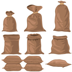 Set of sack bag open and close vector illustration