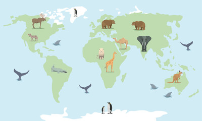 World Map Of Animals