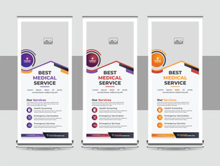 Health care or medical roll up banner layout or stand banner template vector