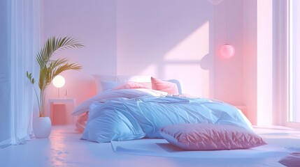 Soothing pastel hues creating a sense of relaxation and tranquility against white