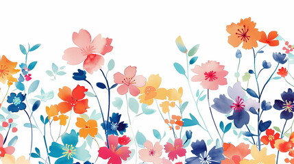 カラフルな花のパターン - obrazy, fototapety, plakaty
