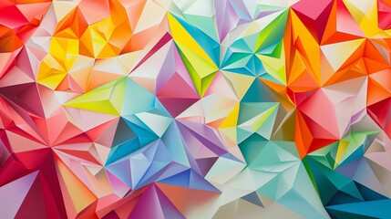 Vibrant and dynamic polygonal designs adding visual interest to white surfaces