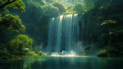 Majestic Forest Waterfall, Waterfall in Forest