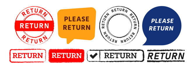 return rectangle circle stamp and speech bubble label sticker for exchange back product