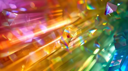 Light refractions through a crystal, creating a spectrum of colors, bright and pure