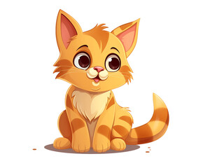 Obraz premium Cute cartoon kitten with large eyes and orange spots, sitting and looking up. Generative AI