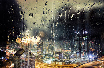 Rain, storms, lightning, and thunder in Dubai and Abu Dhabi in the United Arab Emirates
