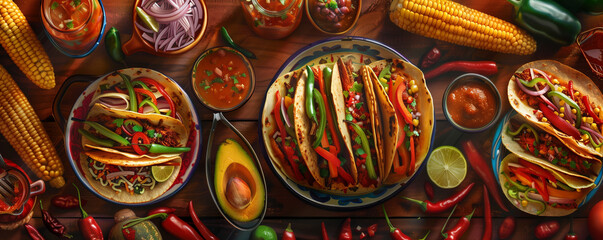 Culinary Tapestry: Rich Mexican Dishes in Artful Cinco de Mayo Display