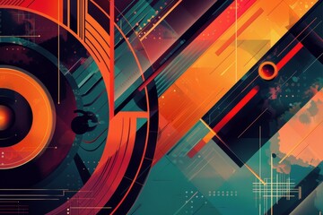 Art deco background with a futuristic aesthetic for tech-themed content - obrazy, fototapety, plakaty