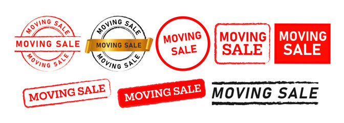 moving sale stamp seal badge label sticker sign for offer promotion sell goods