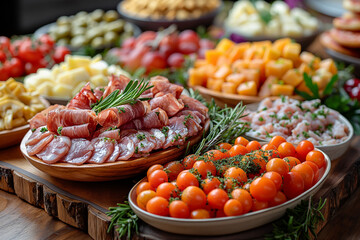 variety of fruits, meat, vegetables at the market