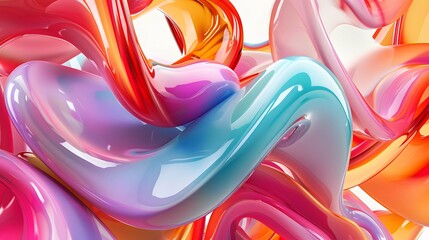 3D Illustration of twisted colorful shapes 