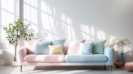 Calming pastel shades offering a tranquil escape against a white backdrop