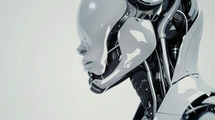 Abstract head of the humanoid robot android with futuristic theme

