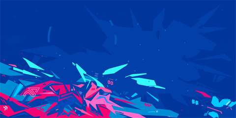 Cool Trendy Cyber Abstract Urban Street Art Graffiti Style Vector Illustration Template Background
