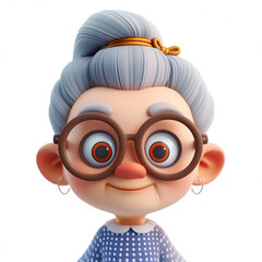 3d portraits of happy people on a white background. Cartoon characters old women, vector illustration