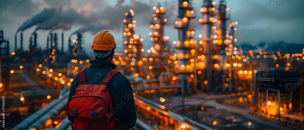 Poster managing lng terminal storage capacity in a gas refinery as an engineer. concept lng terminal, stora