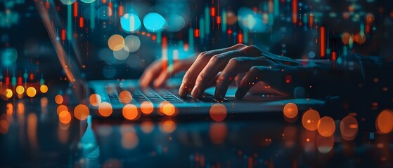 Managing Global Transactions Remotely: The Role of an Individual on a Laptop. Concept Remote Work, Global Transactions, Individual Role, Laptop Management