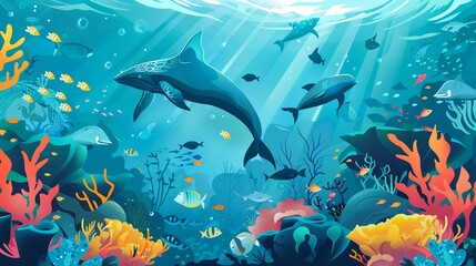 underwater world of fish.