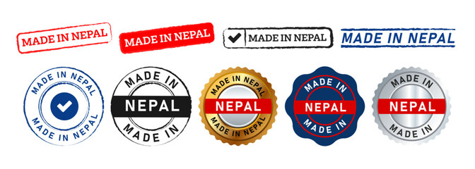 made in nepal rectangle and circle stamp seal badge label sticker sign for country product