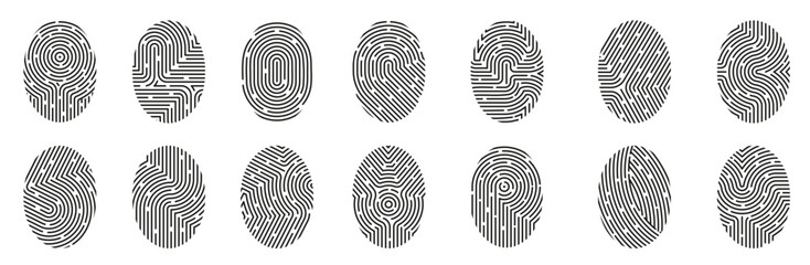  Prints of fingers and palm set vector illustration. black fingerprints, vector