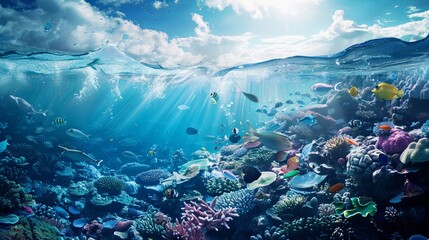 Fototapeta na wymiar underwater world of fish.