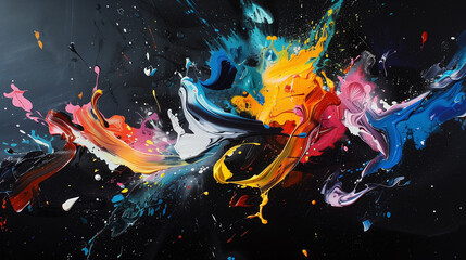 Abstract oil art painting with bright colors