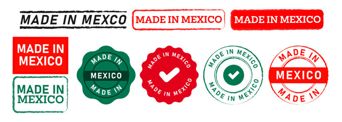 made in mexico rectangle circle stamp seal badge sign for logo country manufactured product