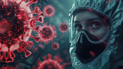 Virus pandemic vaccine with woman image