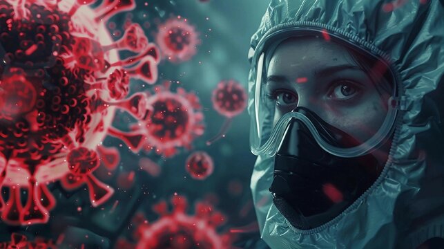Virus pandemic vaccine with woman image