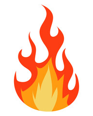 Fire sign, Fire flame icon isolated on transparent background.